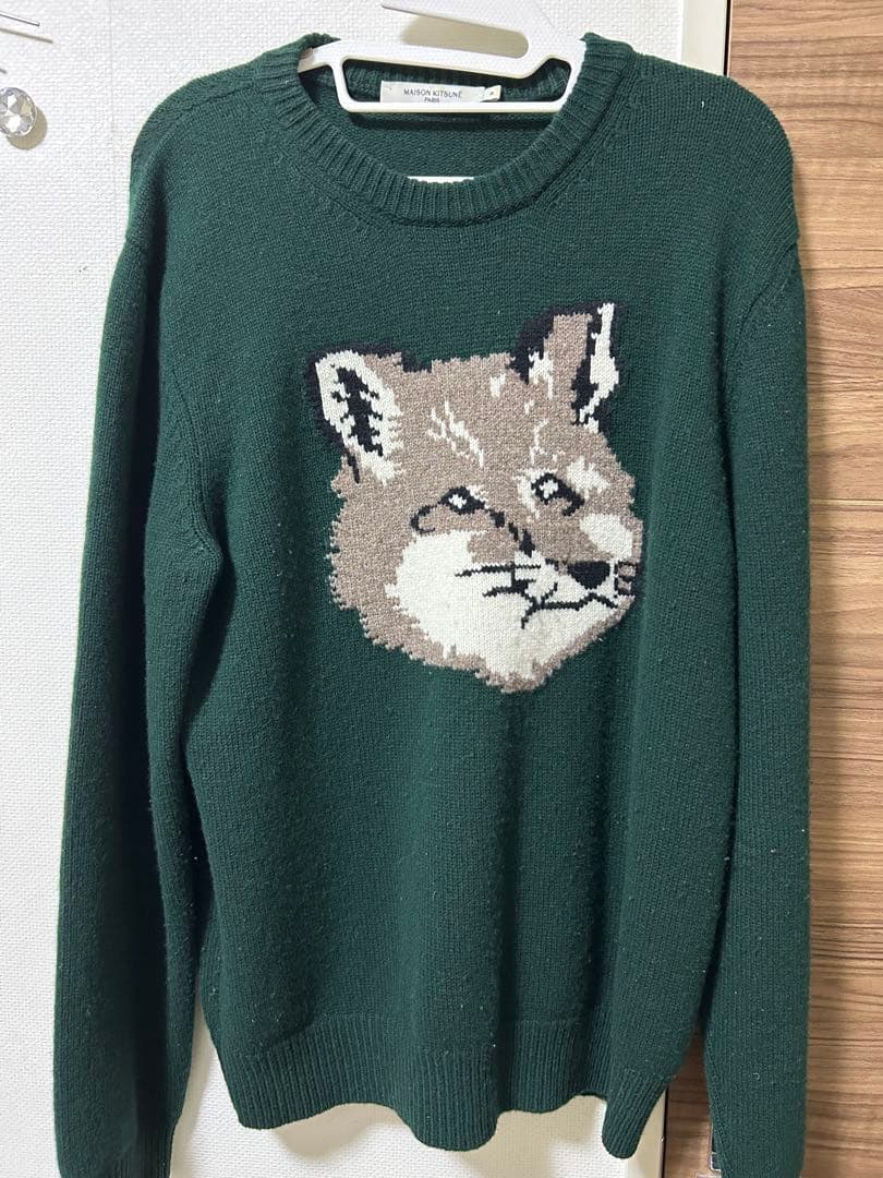 MAISON KITSUNÉ ダークグリーン ニットセーター 男女兼用Mサイズ