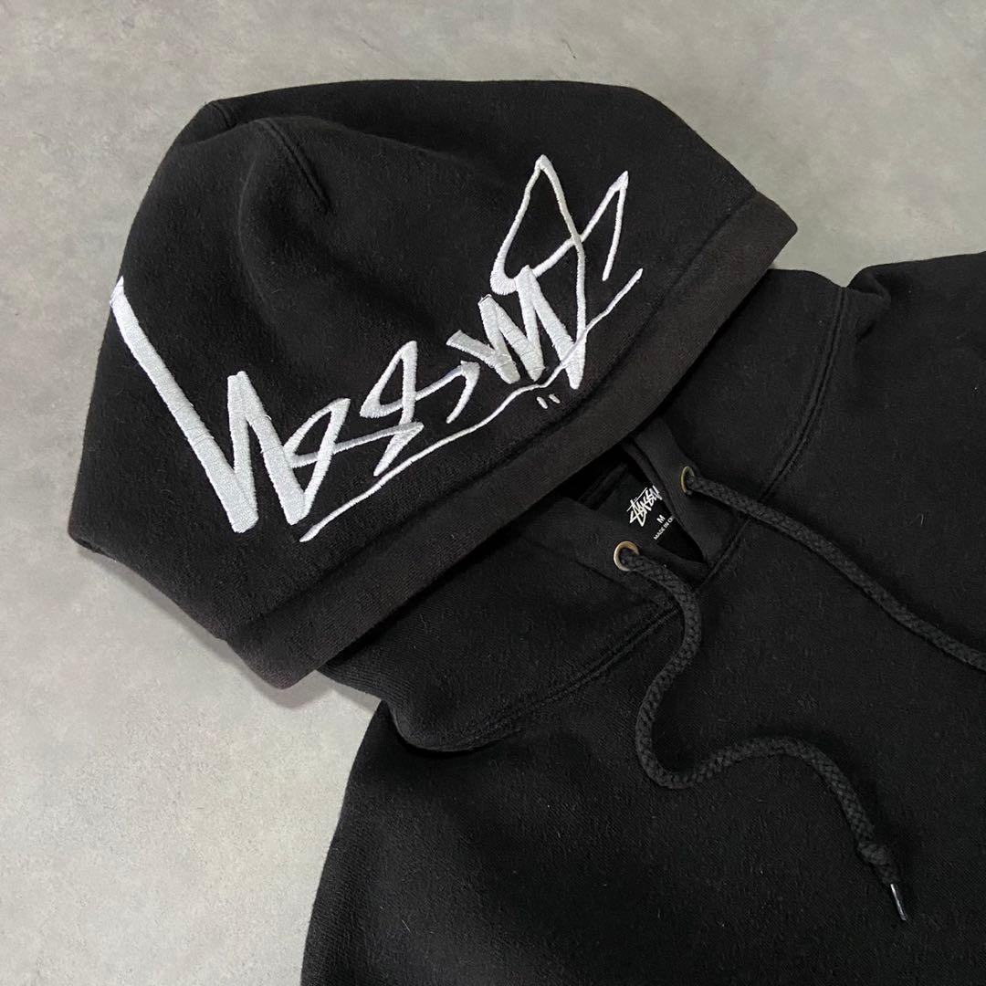 大人気】STUSSY ステューシー パーカー フードロゴ刺繍 黒 AF99 - メルカリ