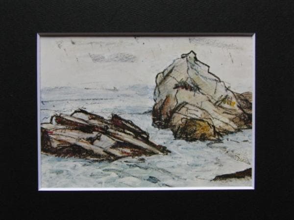 田杉 競、犬吠崎にて、希少な額装用画集より、美品、新品額装付