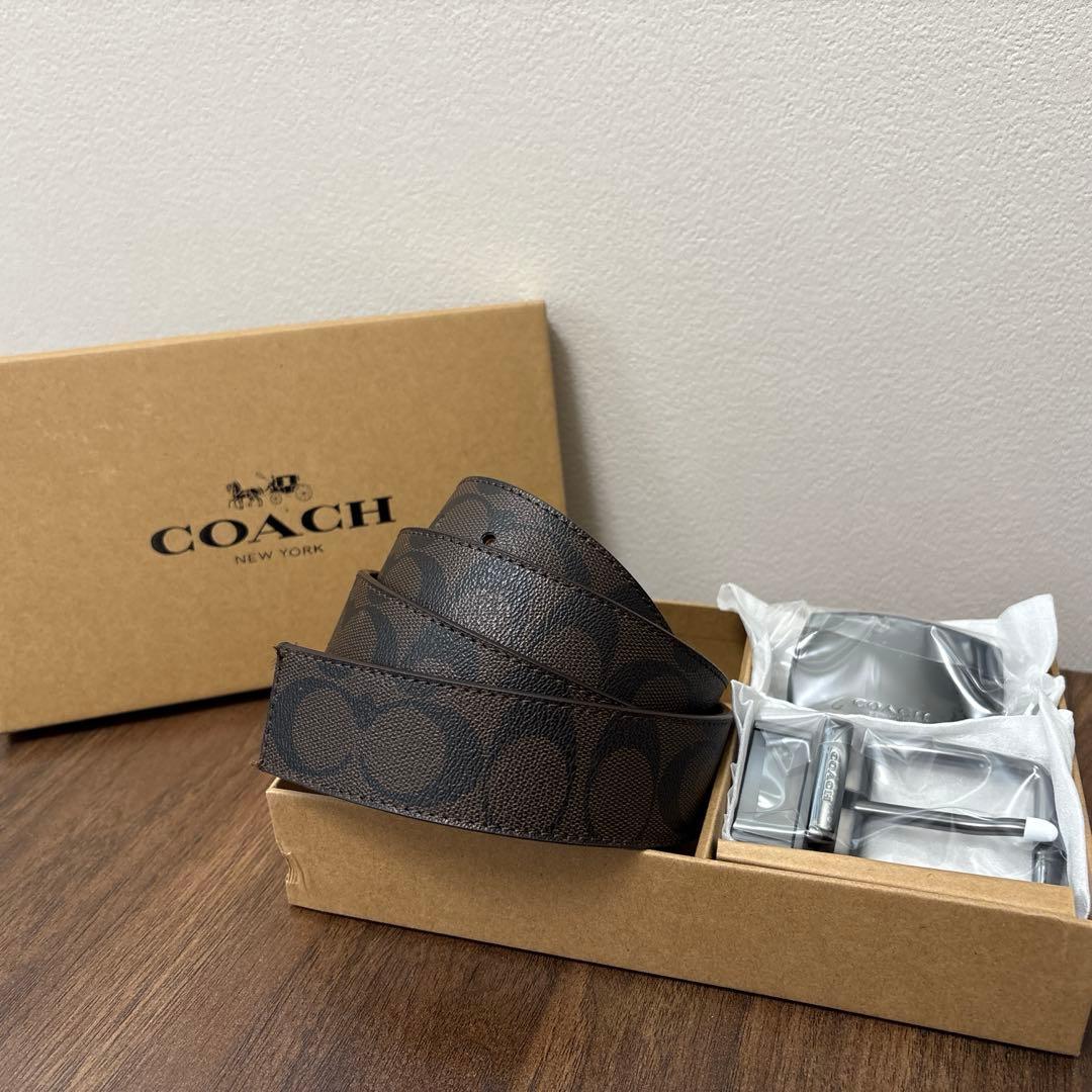 【新品】コーチ ベルトセット リバーシブル バックル シグネチャーベルト