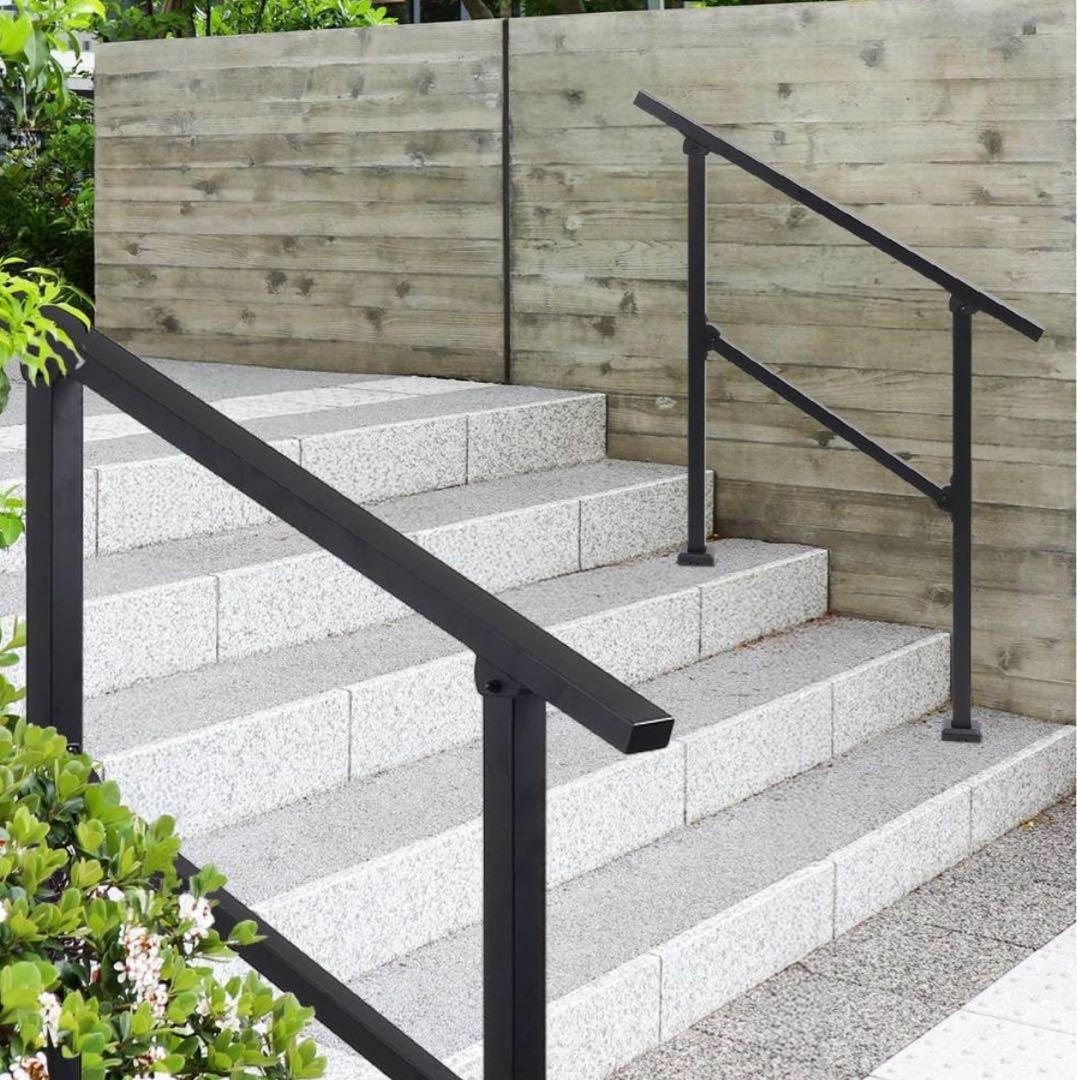 【新品未使用】階段用 手すり 1m ブラック 屋外屋内対応 取り付け簡単4セット