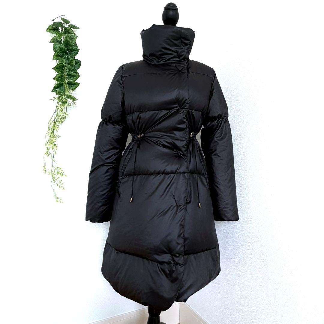 高級】 theory セオリー ダウンコート ブラック Aライン ロング M
