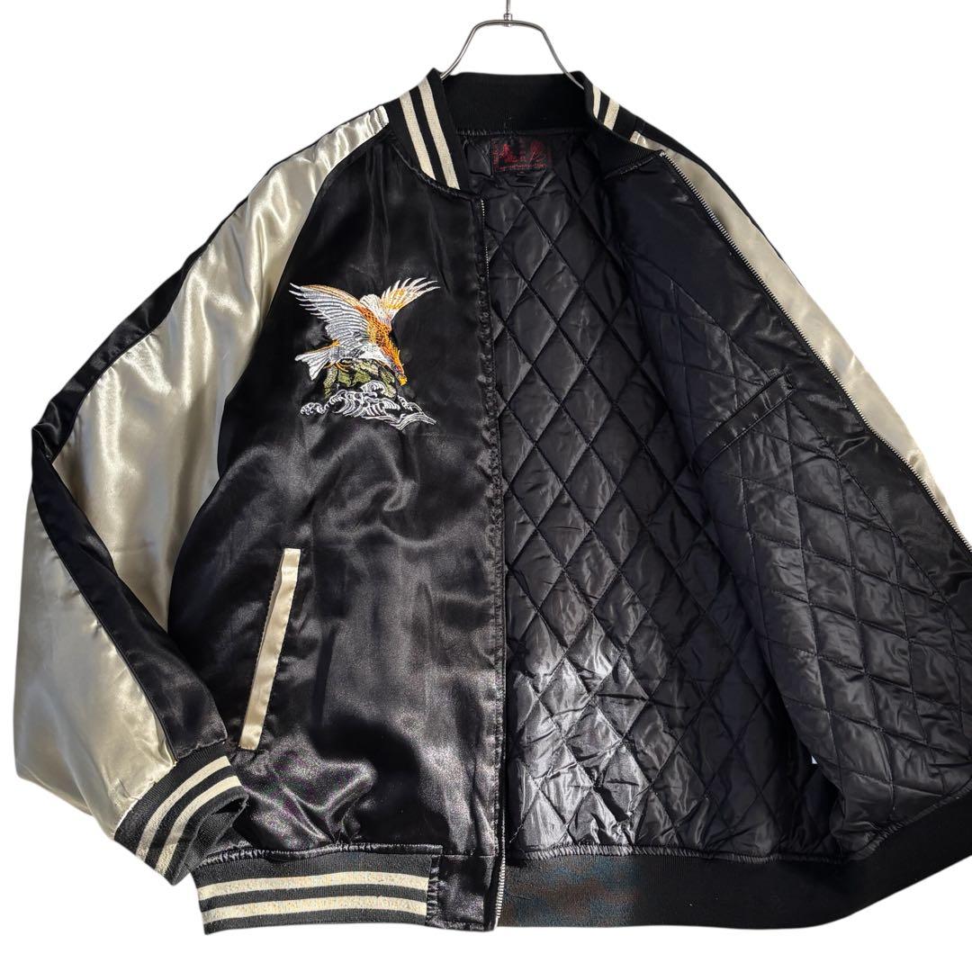 一心如鏡 サテンスカジャン 鷲 鷹 イーグル Japan 刺繍 大きいサイズ