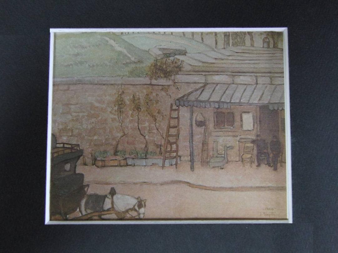 藤田嗣治、「L'Octroi」、希少画集の額装画、人気作品