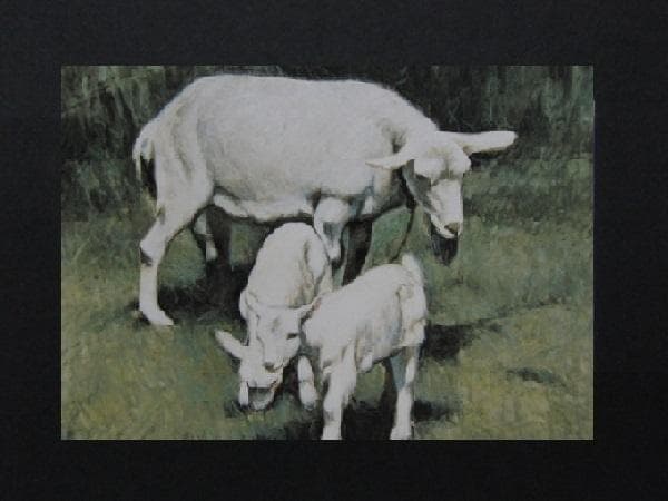 奈良岡正夫、【親仔】、希少な大判額装用画集より、美品、日本人画家