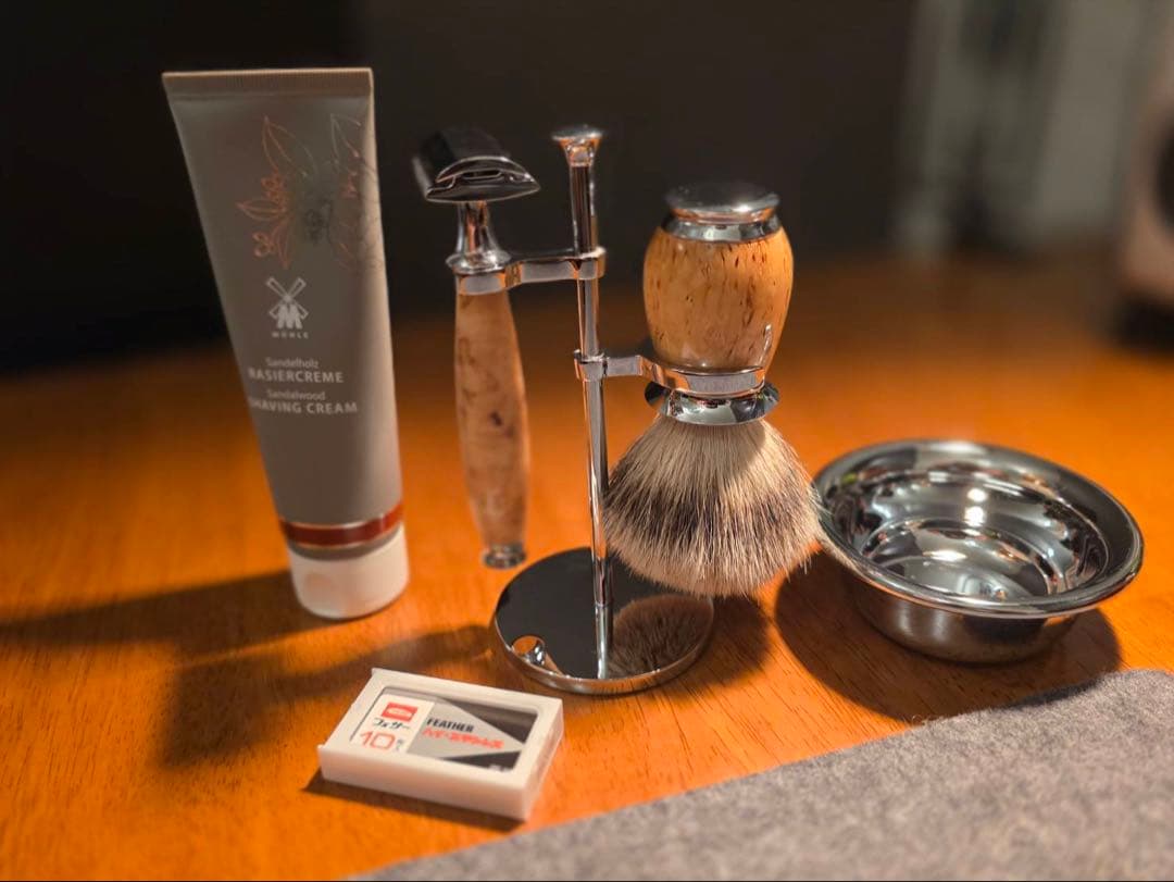 【美品・総額8万円相当】ミューレ シェービング豪華フルセット　フェザー製替刃付き