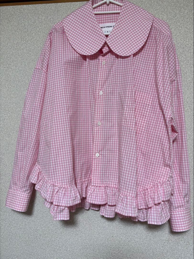 24aw コムデギャルソンガール　ピンクチェックブラウス