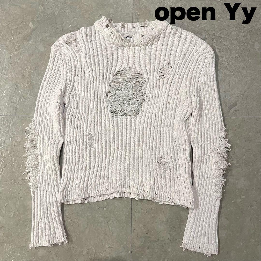 【新品未使用】open Yy デザインニットセーター ホワイト