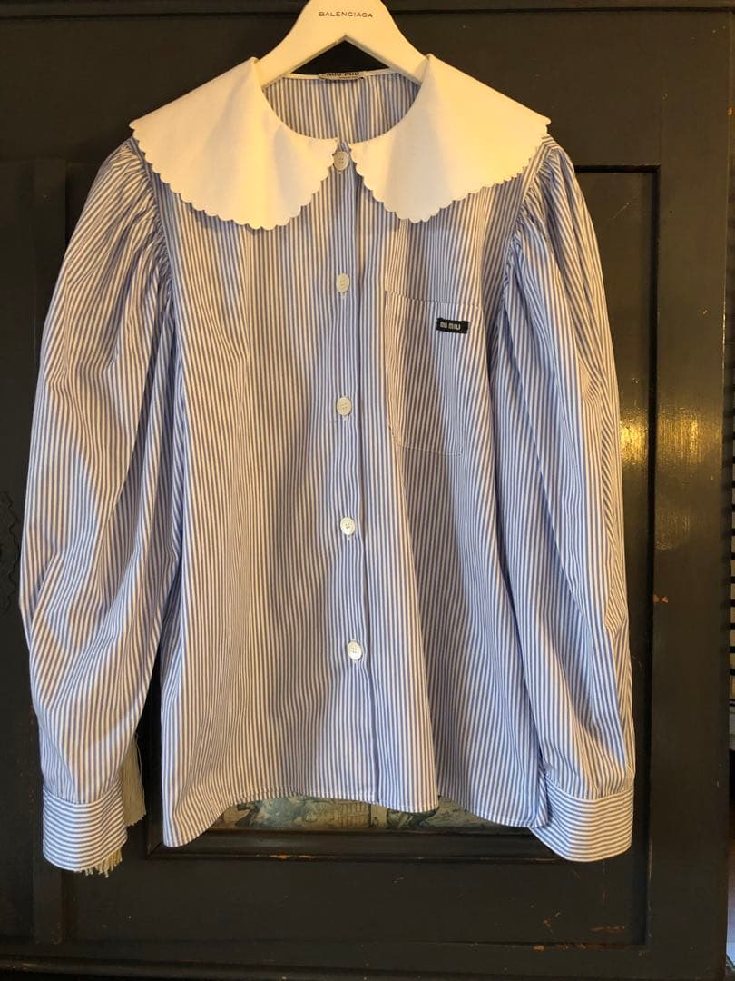 ストライプ柄長袖ブラウス