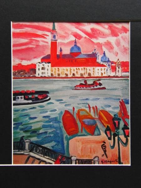 野口弥太郎、ヴェネチュア風景、超希少額装用画版、新品額装付