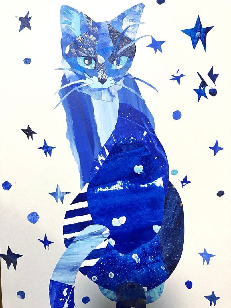 猫　絵画　イラスト　コラージュ