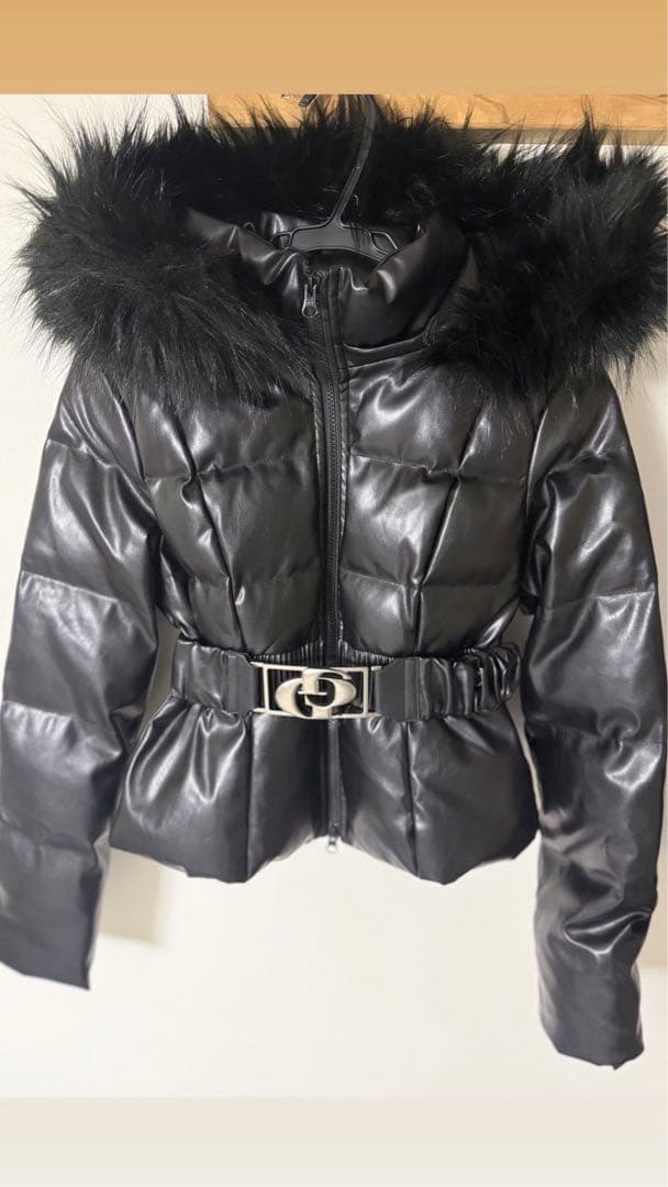 ベルト付GYDA フェイクレザーショートダウンコート