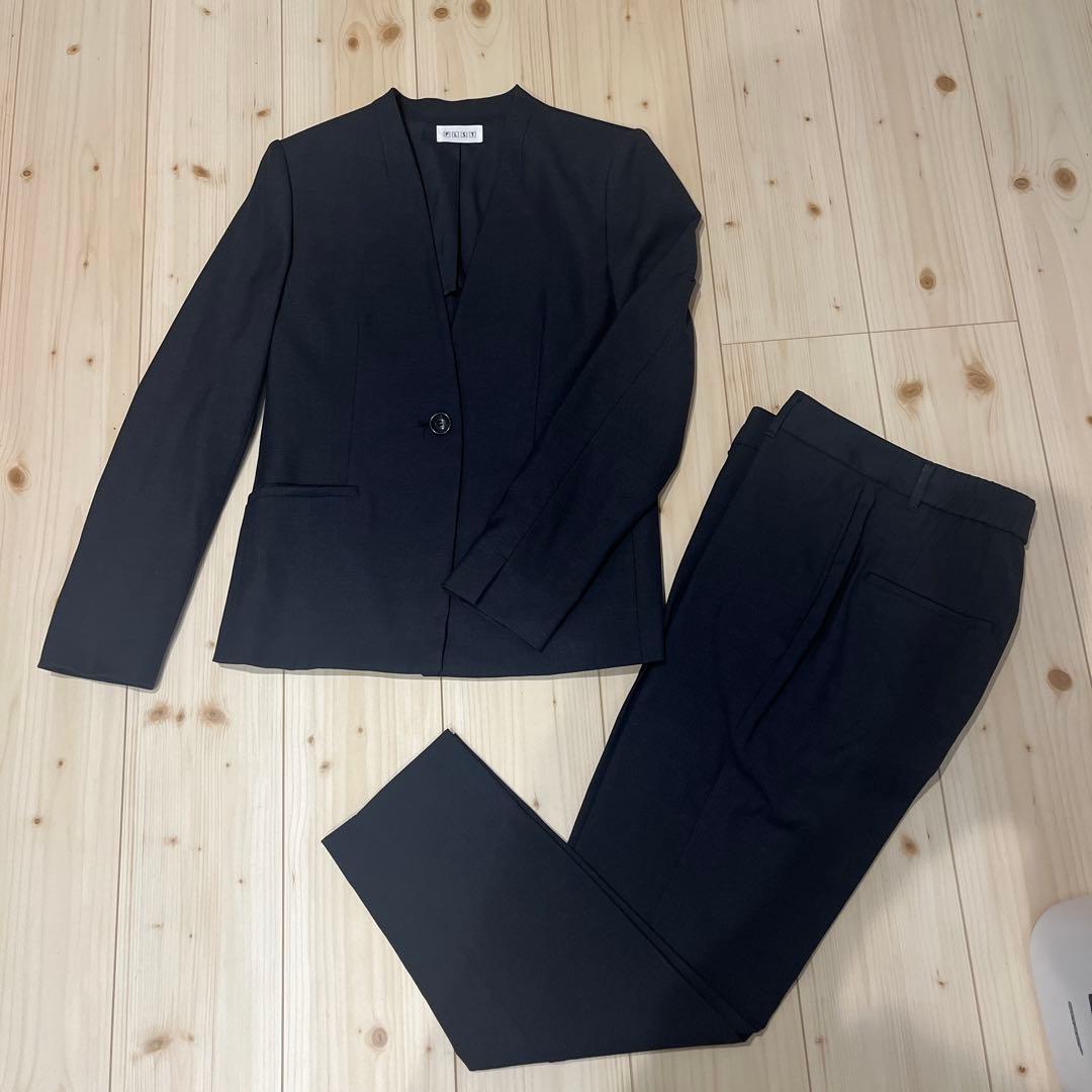 お値下げ⭐︎プラステ　ノーカラージャケット　パンツスーツ　ネイビー　紺　L