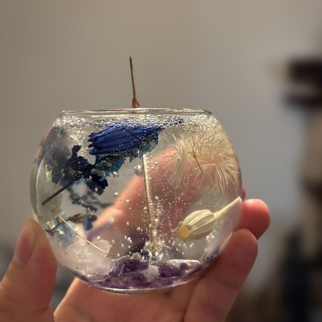 浄化！パチパチ焚き火みたい！アメジストとローズクオーツのジェルキャンドル！