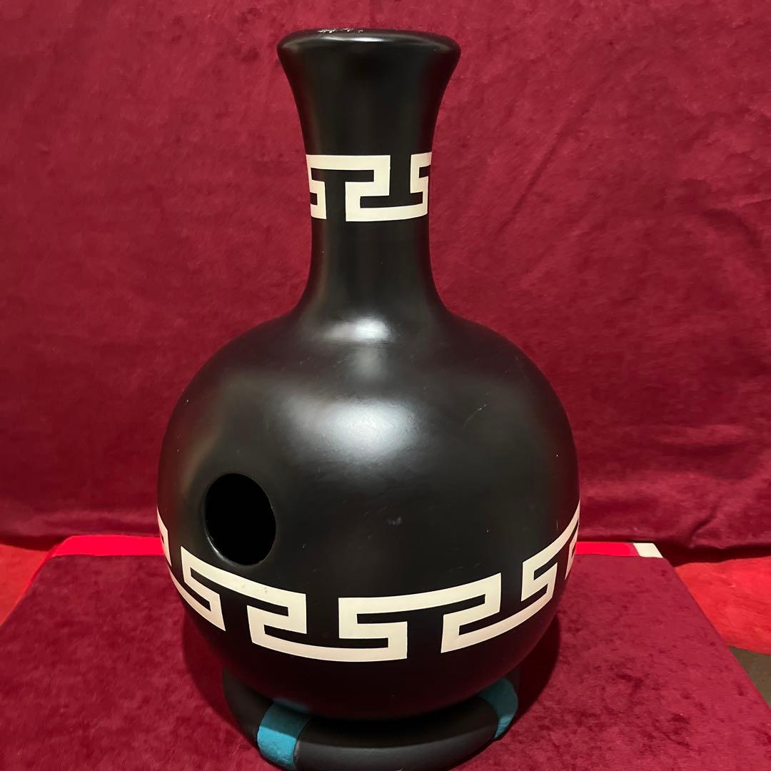 ■黒い合成樹脂製●ウドゥドラム？■ギリシャ模様？の打楽器