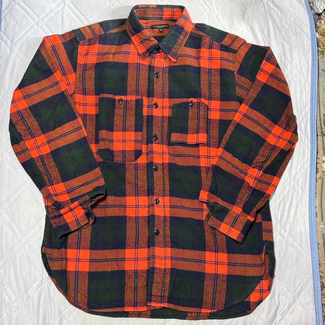 Engineered Garments コットンネルシャツ S オレンジ ワーク