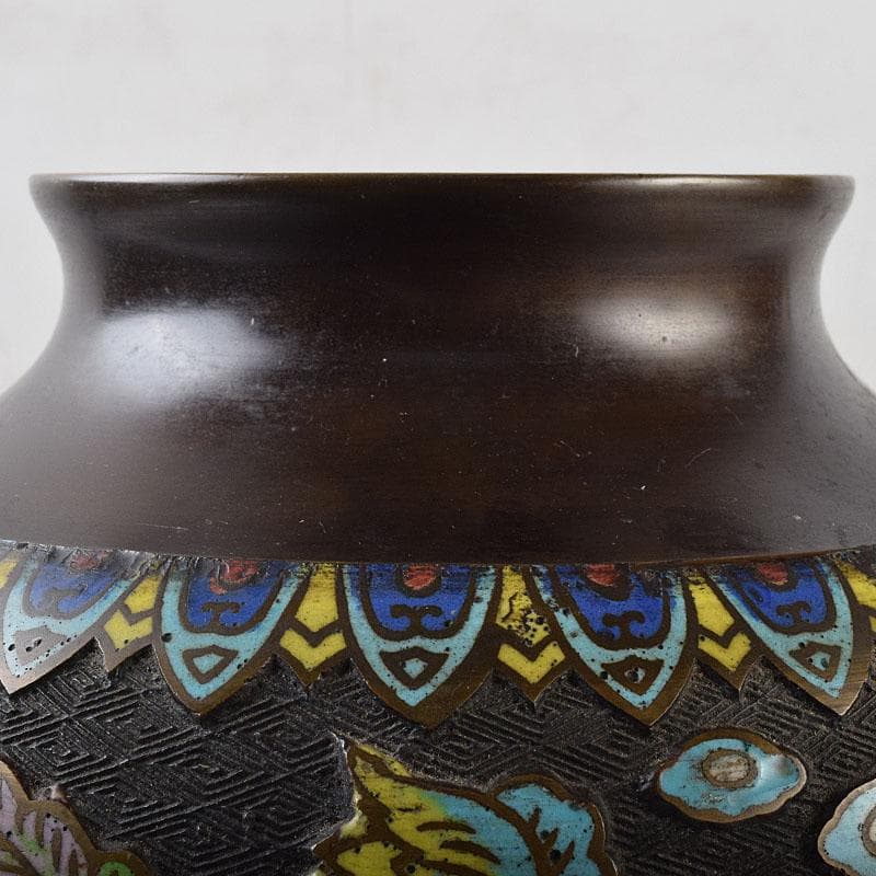 中国 古七宝琺瑯彩 花草文 花瓶 時代箱 M R9549H - メルカリ