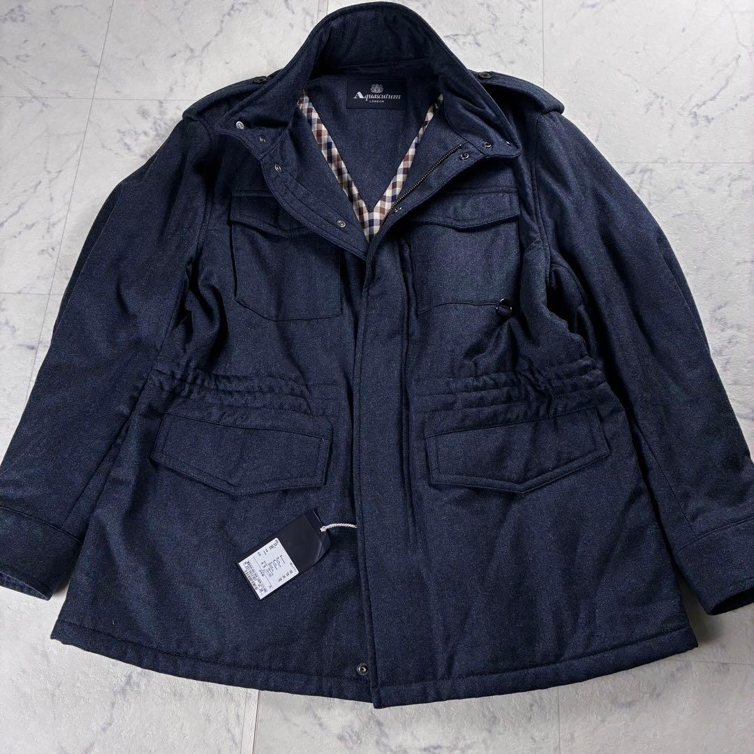 未使用タグ付き アクアスキュータム ウール フィールドジャケット ネイビー 3Ｌ
