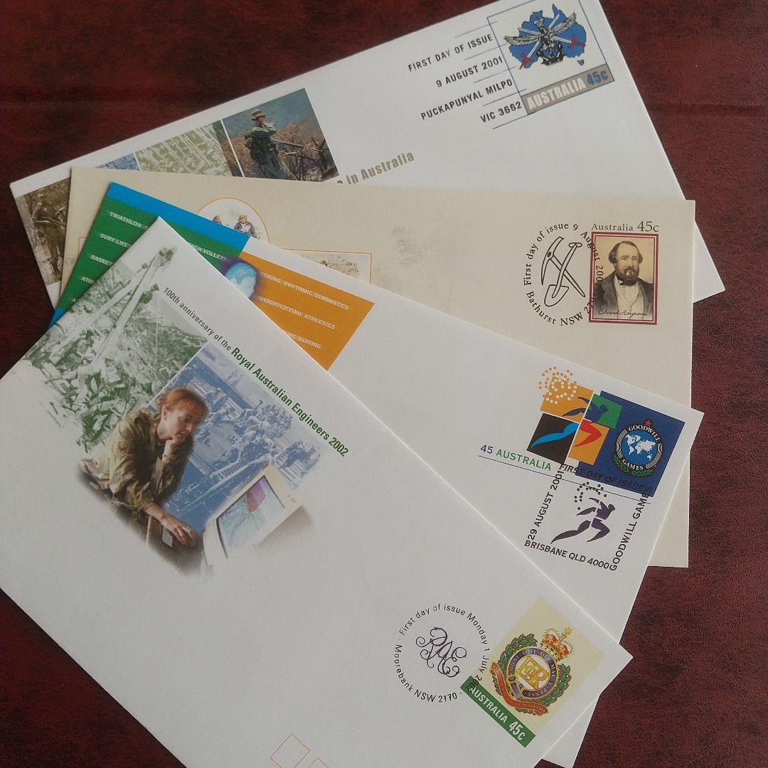 外国切手 海外切手 デザイン記念封筒 オーストラリア 4点 初日印