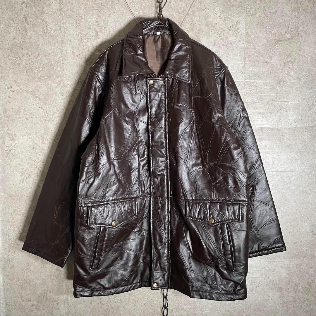 ヴィンテージ ツギハギ レザージャケット クレイジーパターン