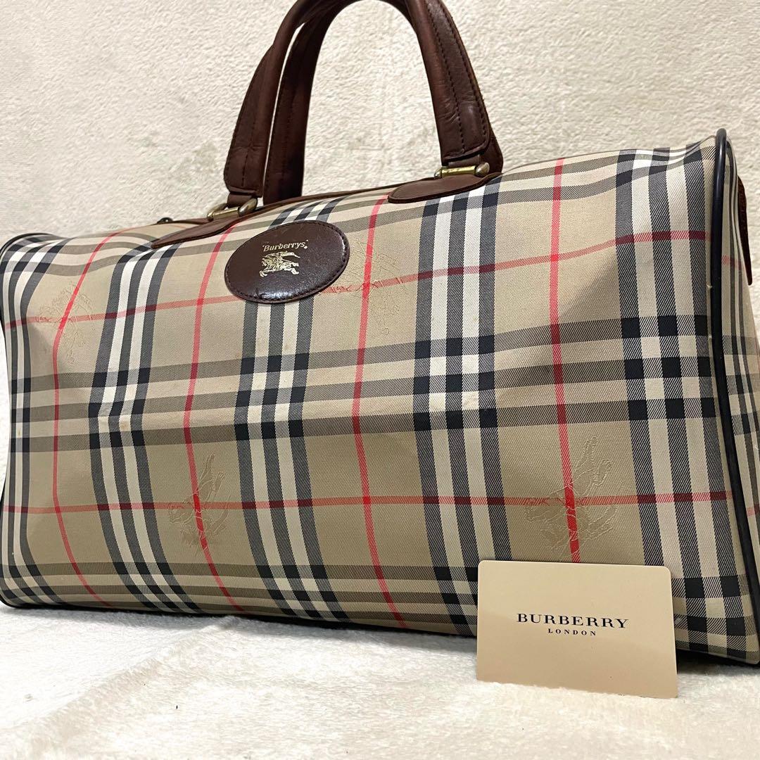 【3泊4日】 バーバリー ボストンバッグ ノバチェック 大容量 旅行 鍵付き