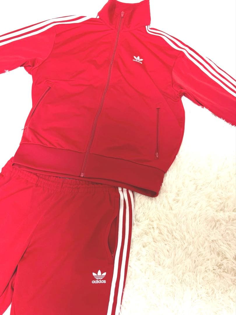 adidasオリジナルジャージ 赤上着LサイズパンツXLサイズセットアップ/美品