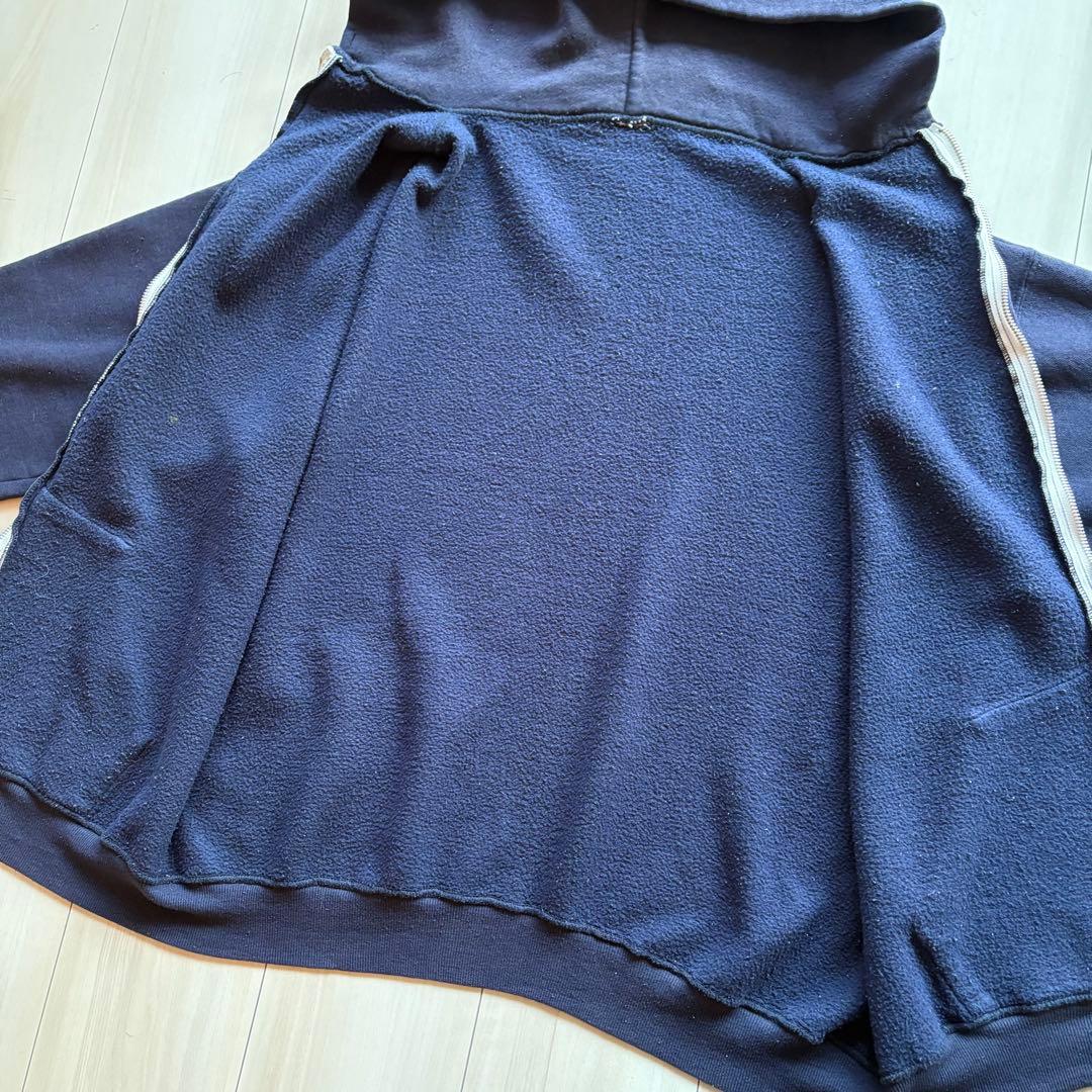 80s フルジップパーカー USA製 ナス紺 アルミジップ XL相当 フェード