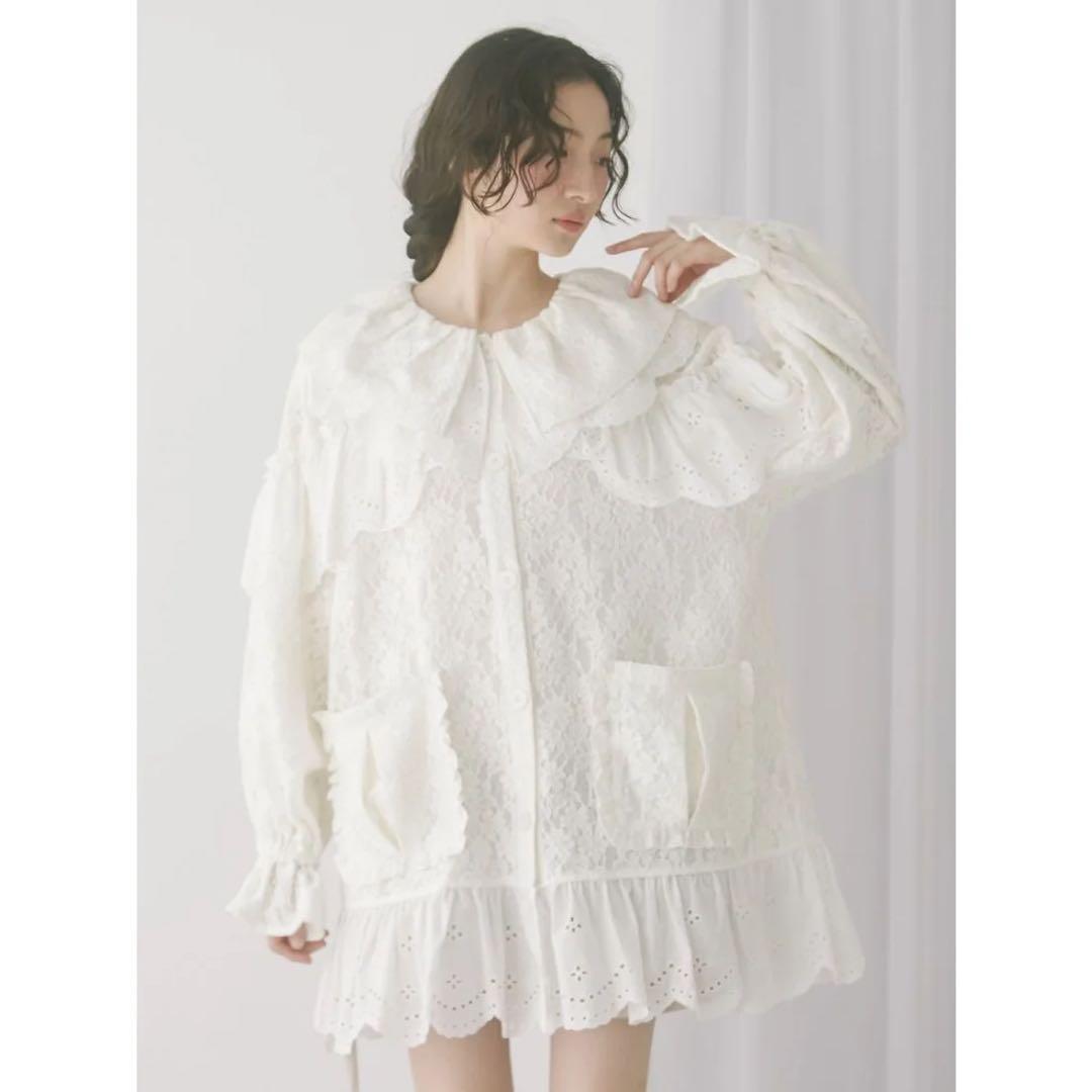 merry jennyメリージェニーフリルフリルレースジャケット オフホワイト