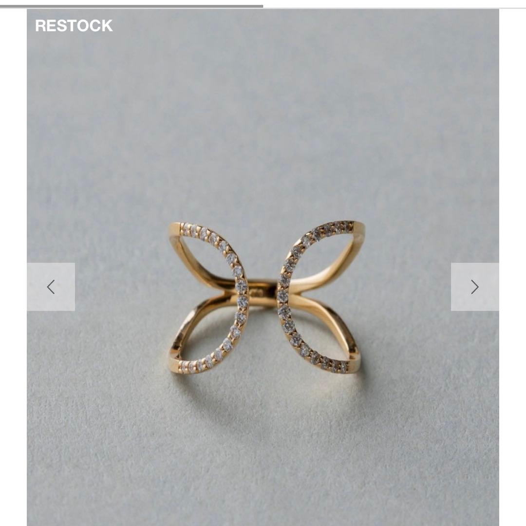 【ロミ様】ete K18YG パーティクル リング　ダイヤモンド0.1ct15号