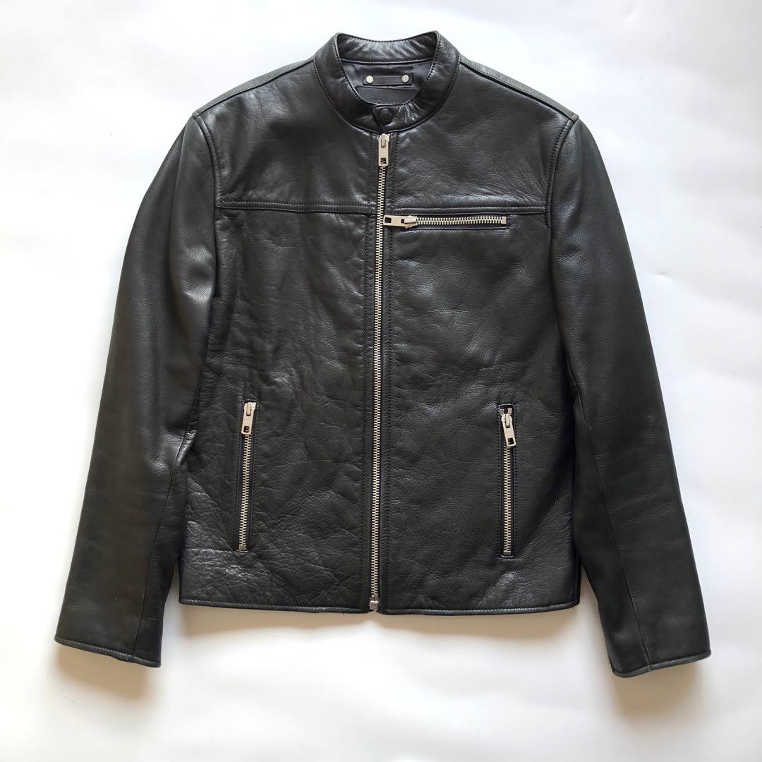 ★美品★コーチ シングルライダースジャケット シボ革 メタル スナップ ジップ