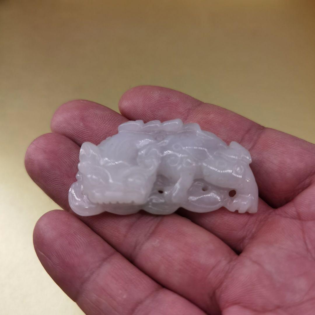 《整理番号:BH036》薄紫色翡翠彫刻貔貅(ヒキュウ)ペンダント二点セット