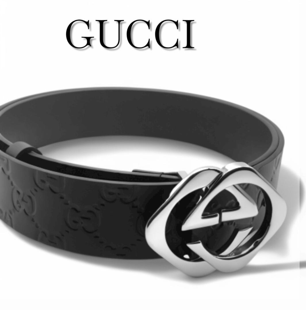 美品★gucci グッチ　ベルト　87-97cm　バックルカラー：シルバー