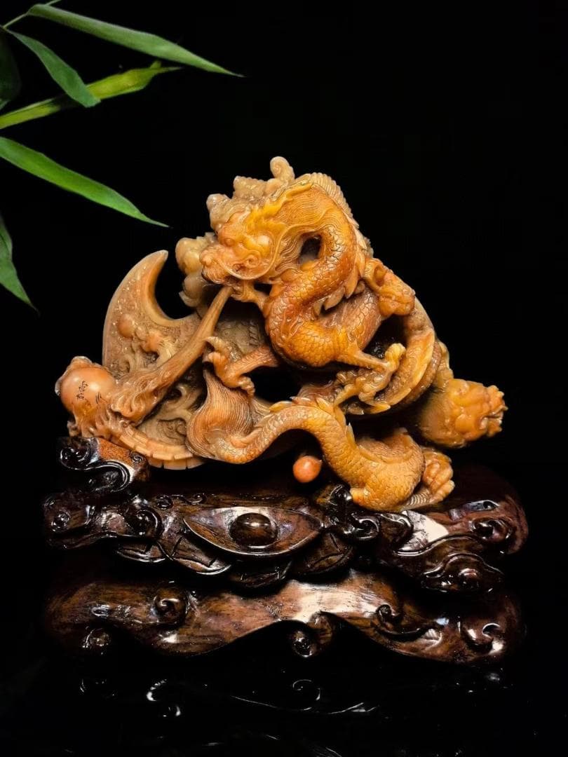 中国古美術・九五之尊の印鑑・寿山石水晶金糸田黄印章・純手彫り・風水開運・文房具