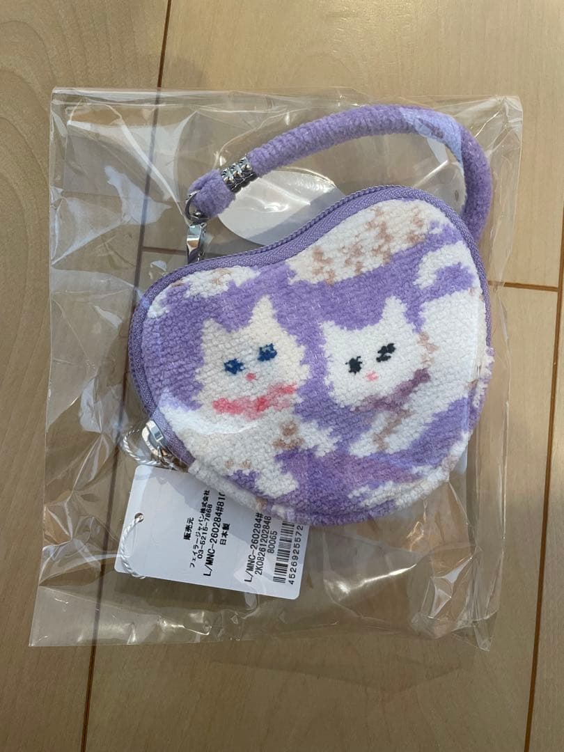 モフモフネコチャン ハート型ポーチ(オンライン限定ペールパープル) モフモフネコチャン ハート型ポーチ L/MNC-260284（WEB限定）(ペール