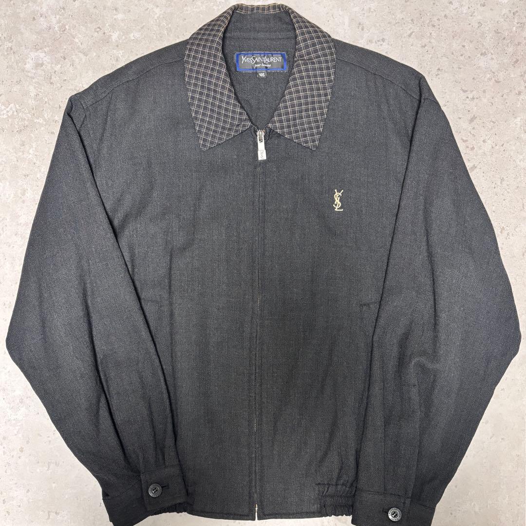 YSL イヴサンローラン スウィングトップ ブルゾン　刺繍ロゴ　ブラック
