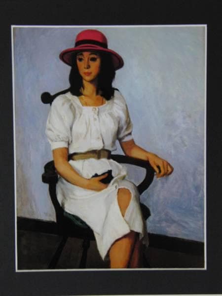 梶 進 「白い服」、限定画集より、藤島 武二、新品額装付