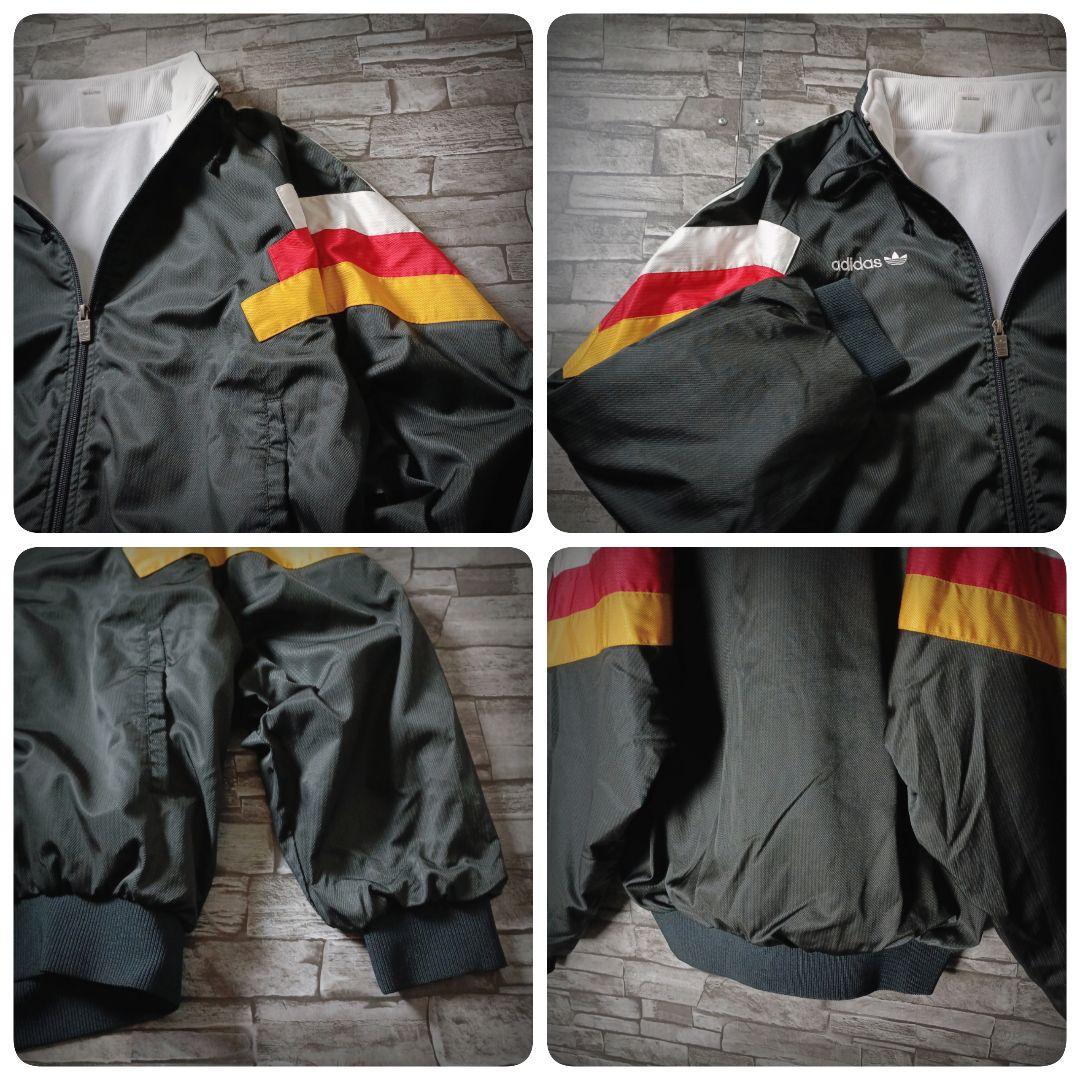 当時物☆90sアディダスナイロンジャケット デサント 刺繍ロゴ ワイド