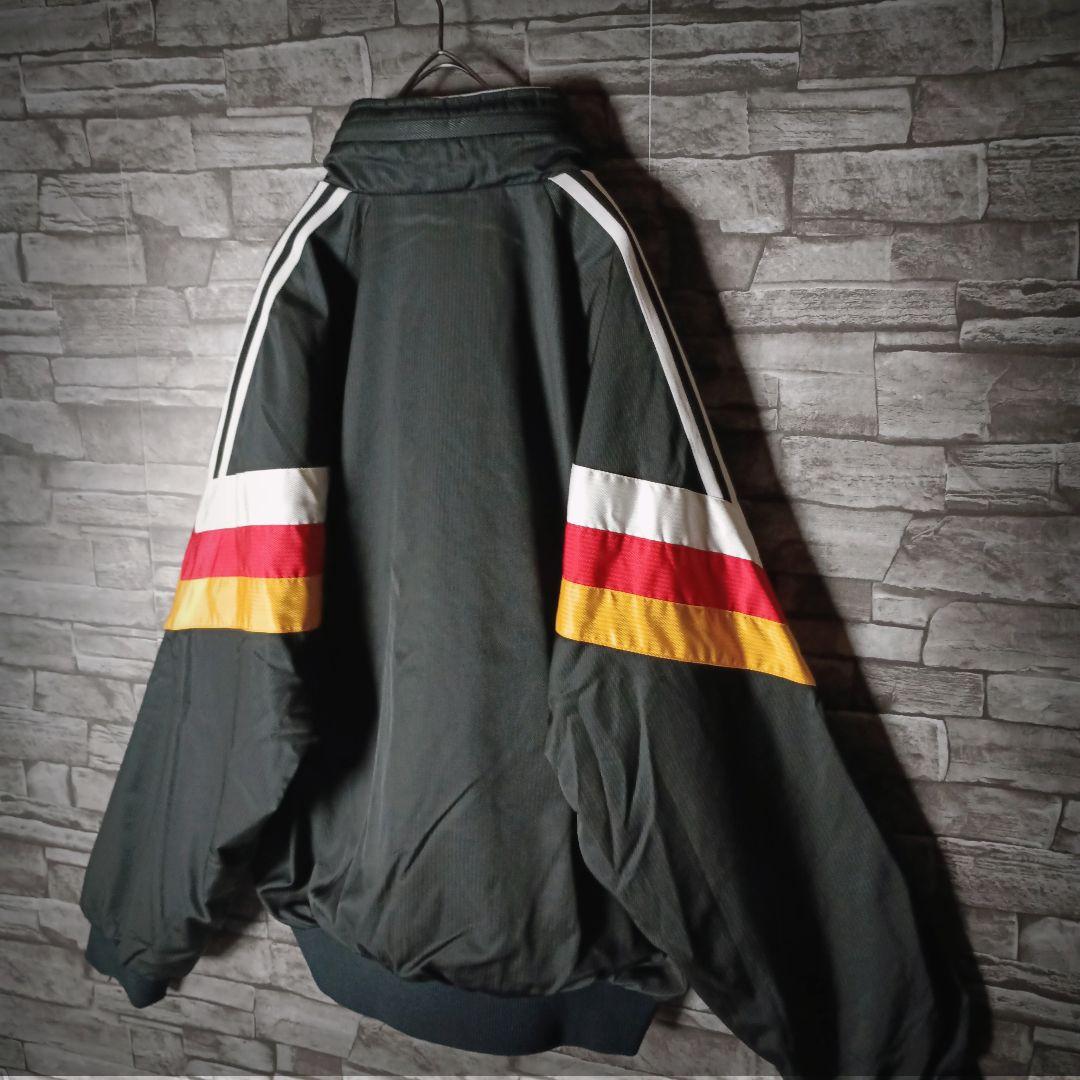 当時物☆90sアディダスナイロンジャケット デサント 刺繍ロゴ ワイド