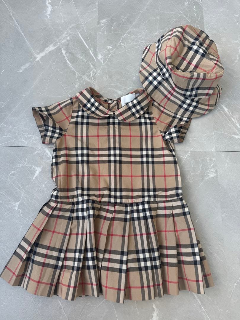 BURBERRY チェック柄 ワンピース 帽子セット 2Y