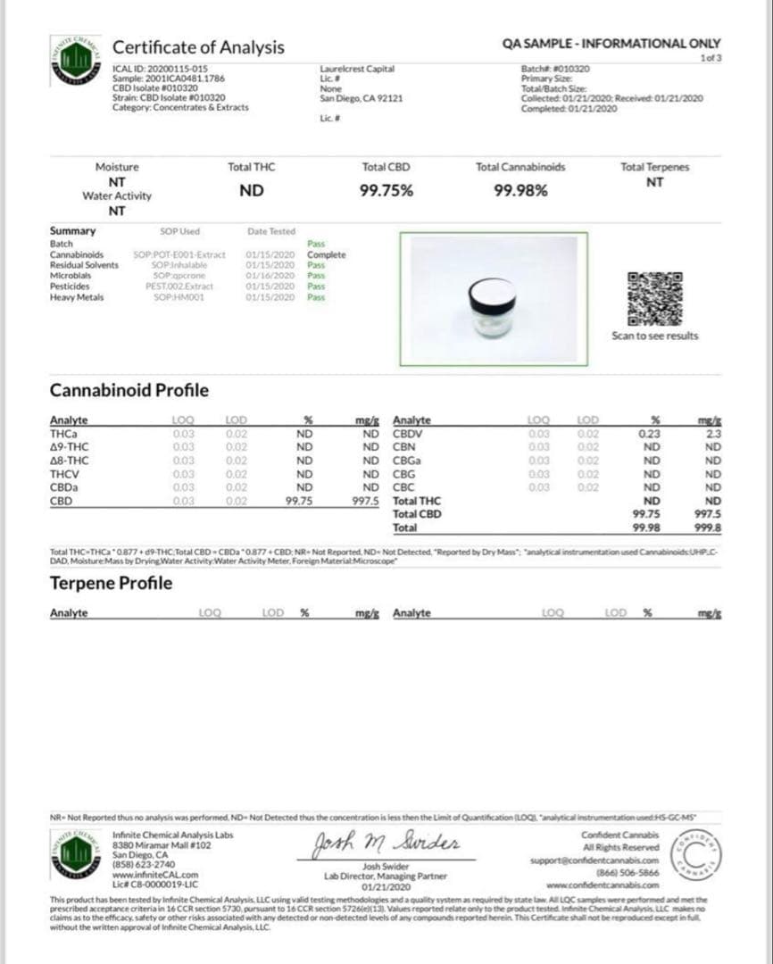 CBD 99%アイソレート原料 50g