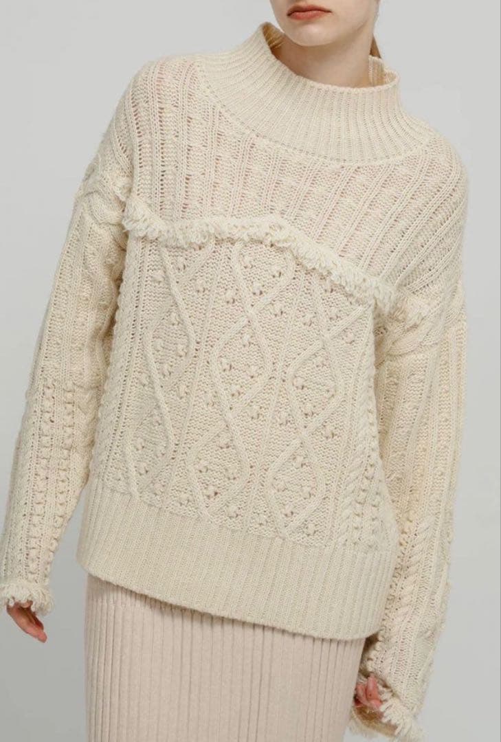 eaphi MIX PATTERN OVER KNITアイボリーニット