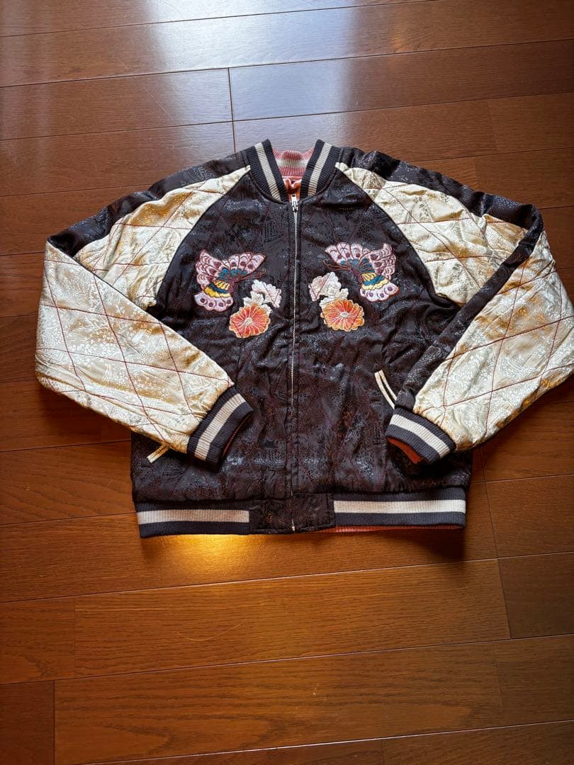 蝶と花刺繍 スカジャン 花旅楽団