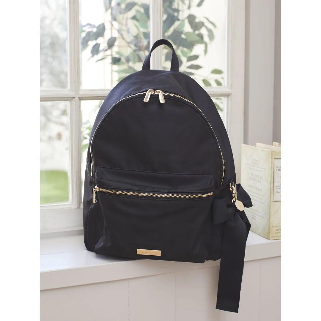 新品未使用Maison de FLEUR撥水加工リボンラウンドリュック ブラック