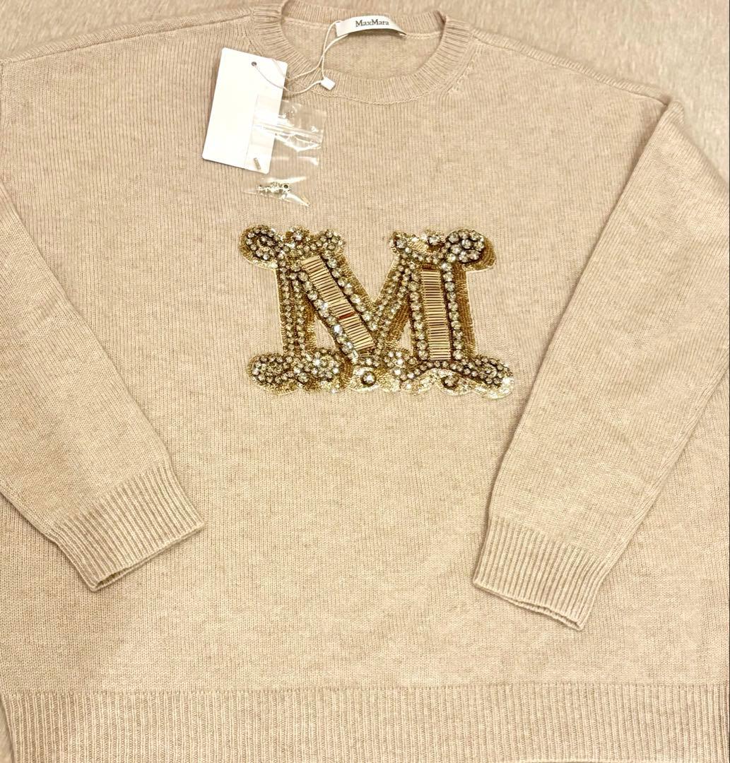 【未使用】Max Mara ビジューニットVICOLO 24年ベージュ XS
