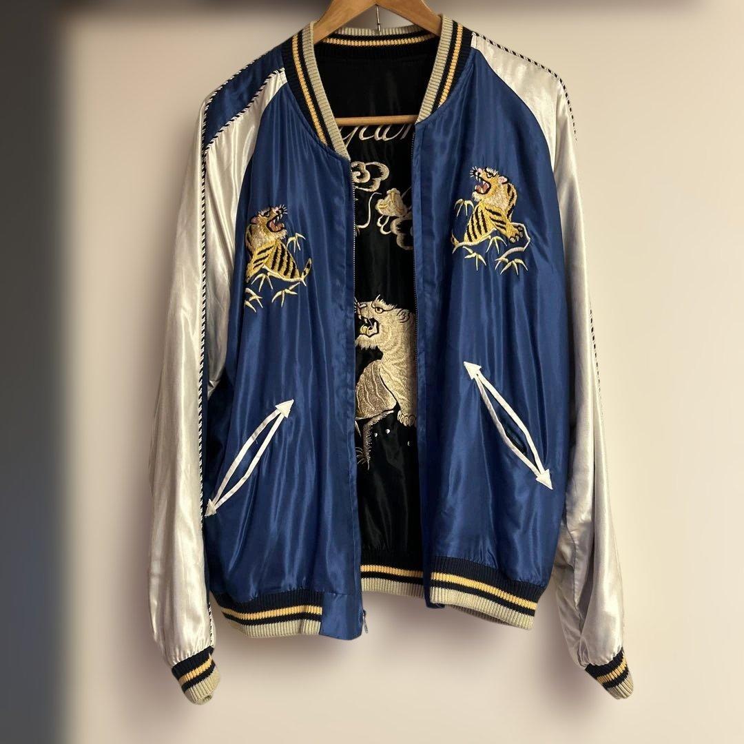 テーラー東洋　スカジャン　リバーシブル　刺繍　鷹　虎　龍　XLサイズ