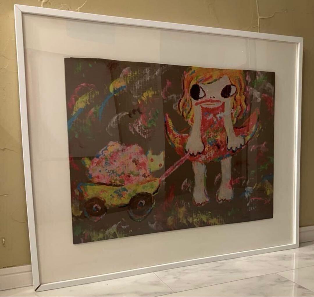 手描き ロッカクアヤコ ダンボール 特大アート作品　額装済み　模写 ロッカクアヤコ｜Colors of Life Project 2011 ②