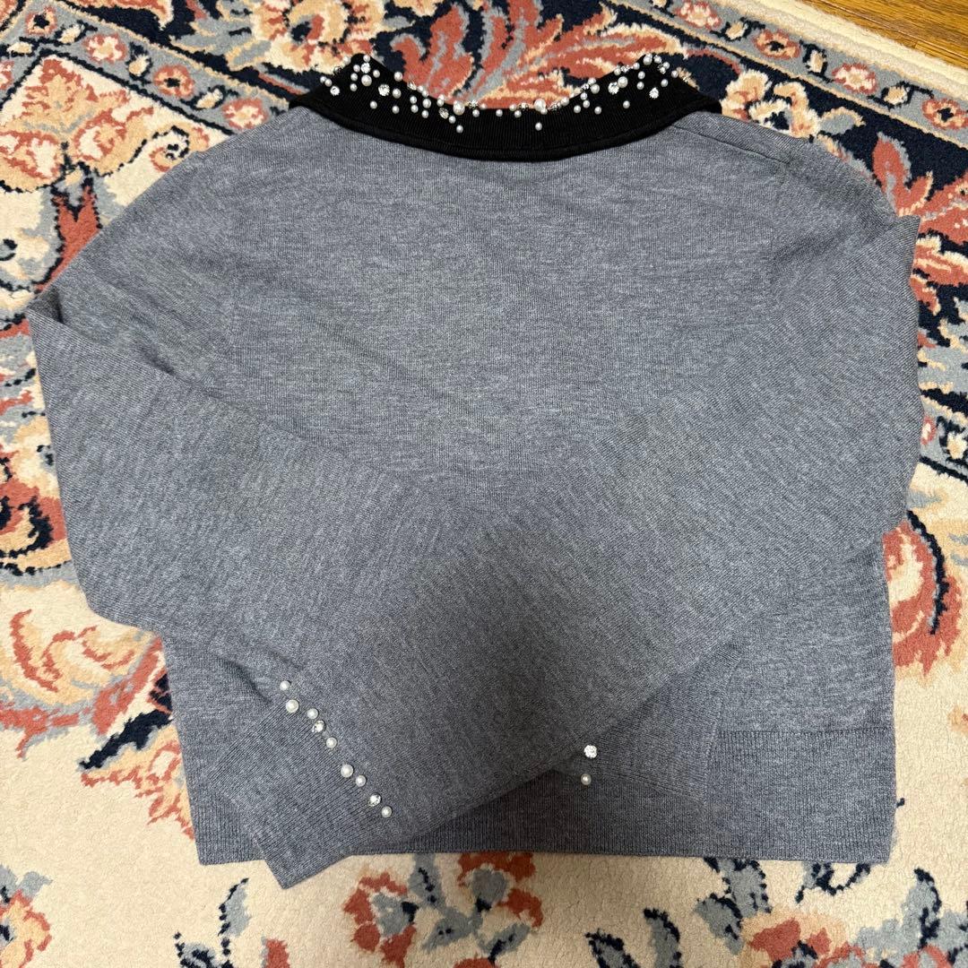 美品】SNIDEL スナイデル ビジューカラーニットカーディガン GRY