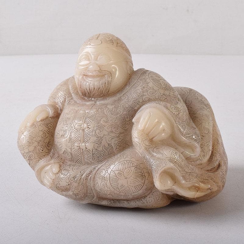 中国美術　玉石細密彫刻　白玉唐人物像　置物　古玩　M　R8236