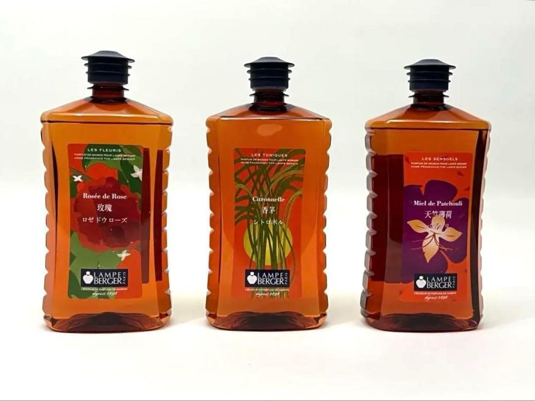 新品未開封★ランプベルジェオイル３本セット　シトロネル　ロゼドゥローズ　パチョリ