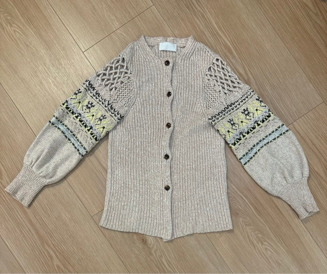 値下げ】マメクロゴウチ コットンノルディックニットカーディガン 満島